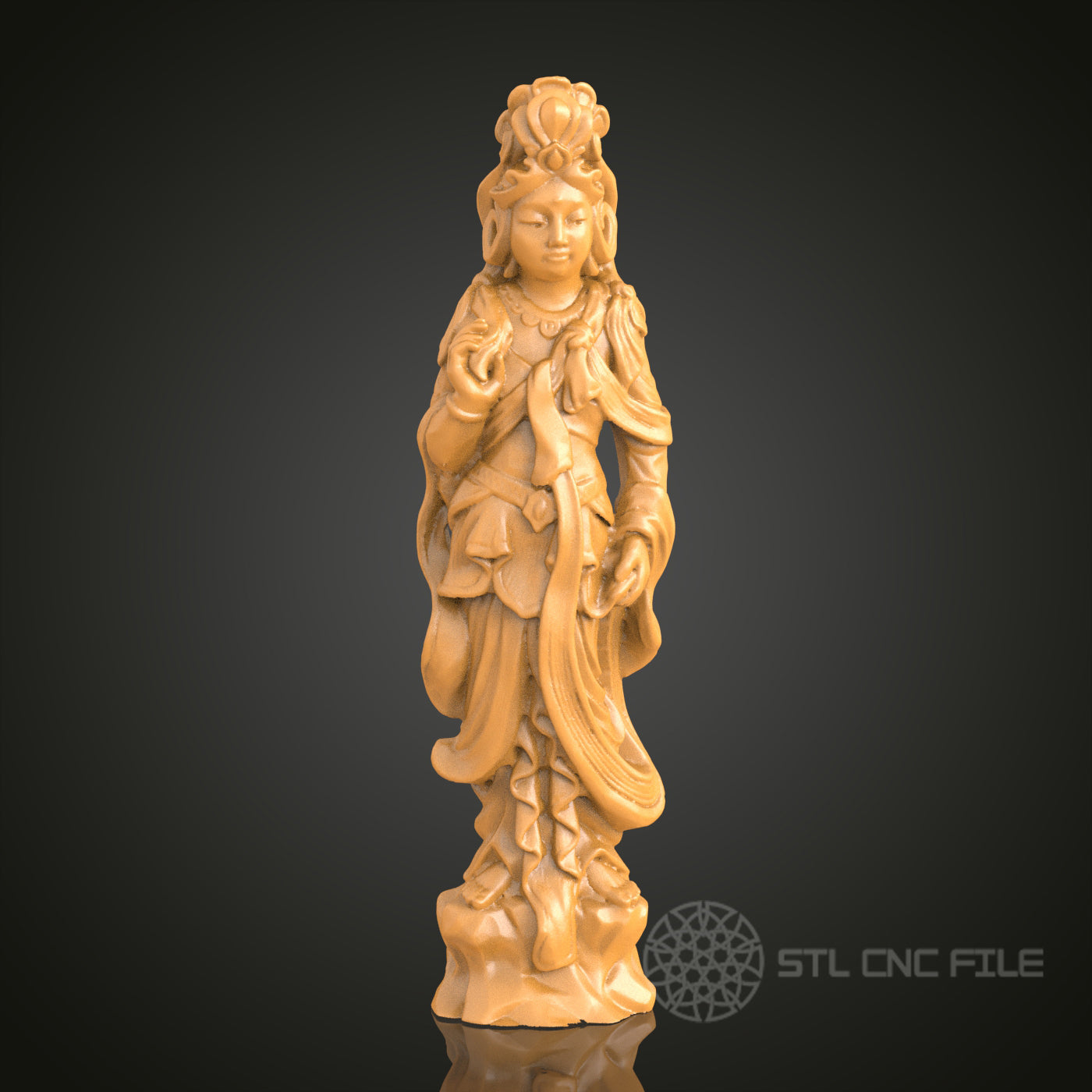 Elegant Goddess Statue STL Model for CNC Router Engraver, Artcam, Aspire, 3D Printer, Wall Decor