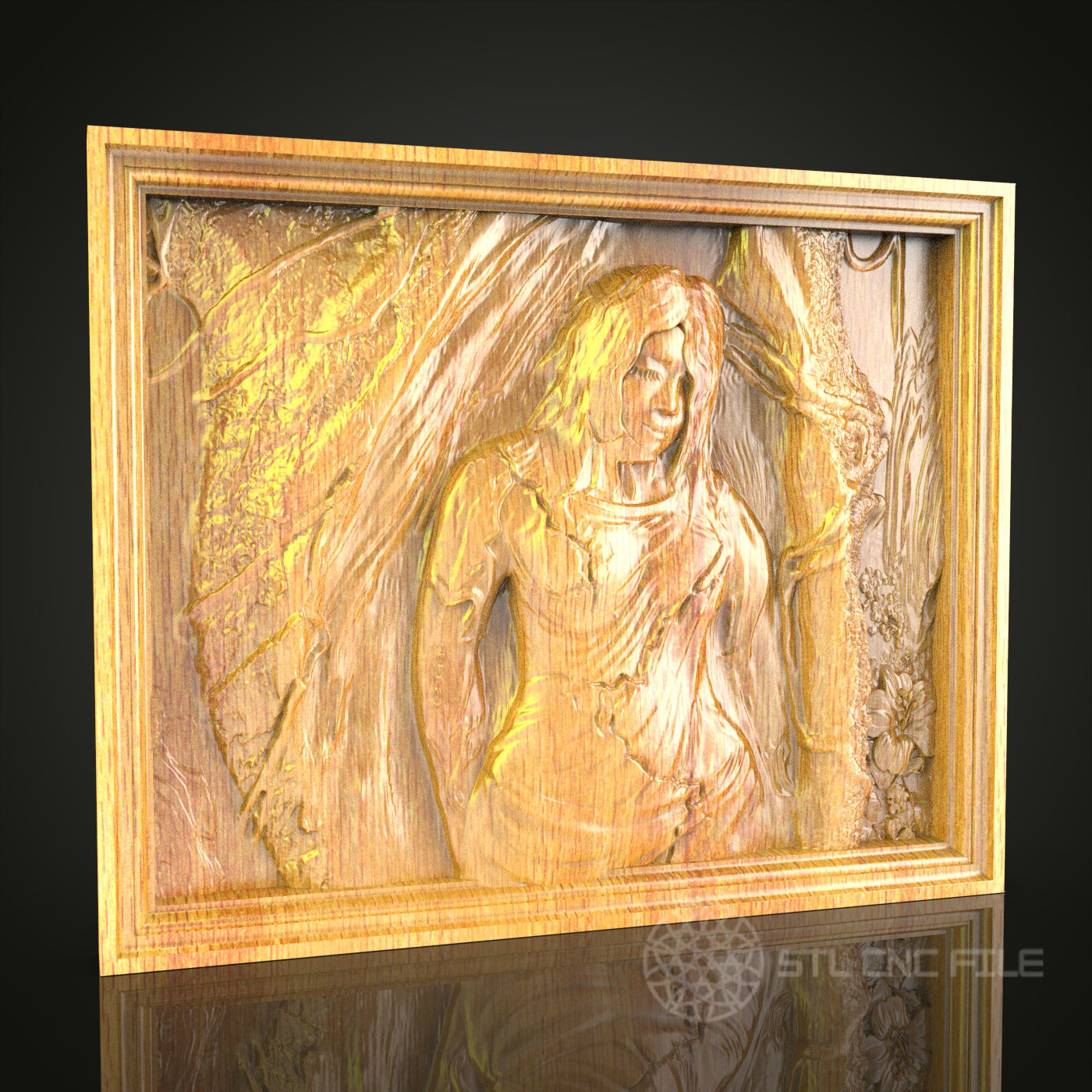 Woodland Fairy 3D Relief STL File for CNC, Enchanted Forest Wood Wall Art