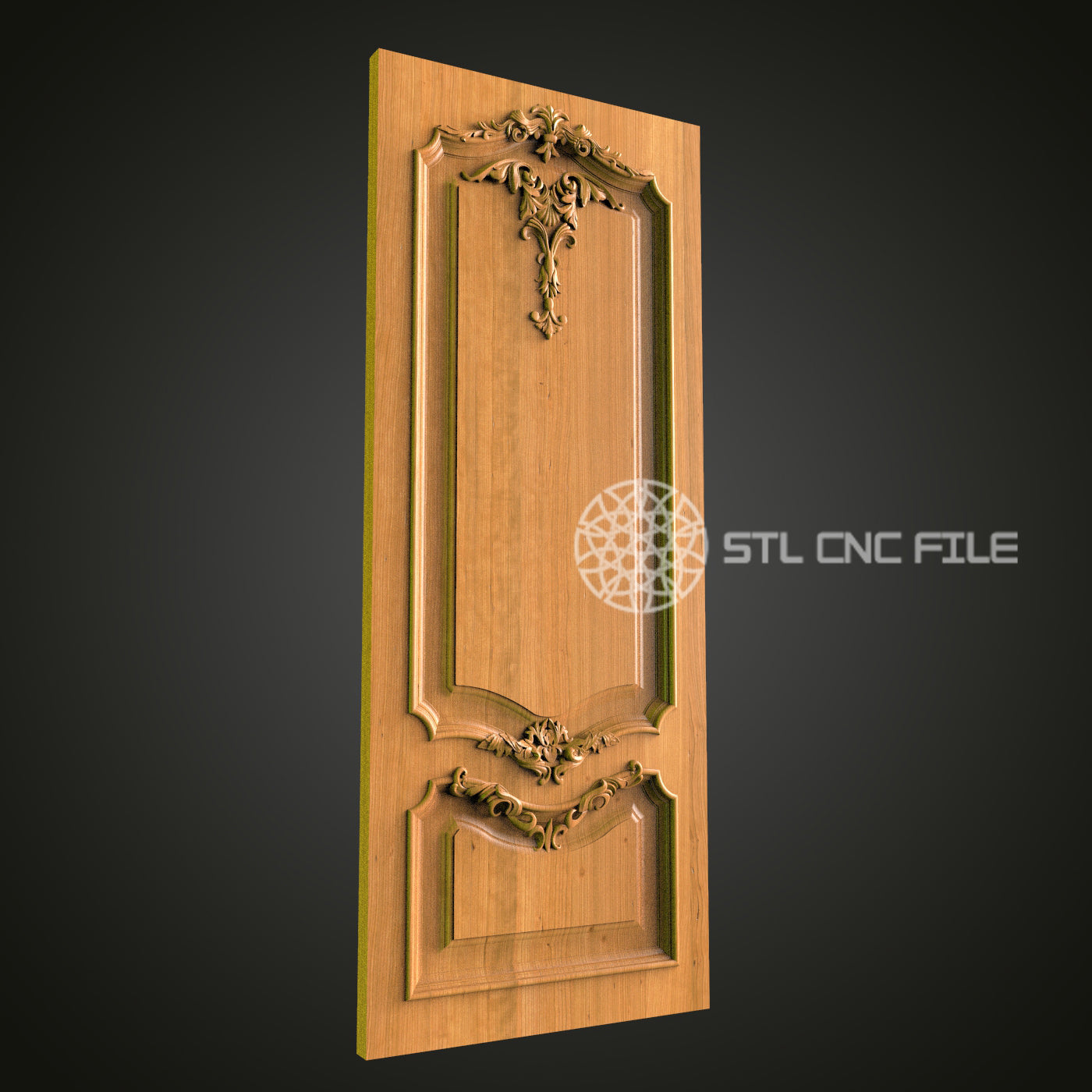 Victorian Door Panel STL File for CNC Router - Detailed Wood Carving Design for Elegant Home Entrance Decor