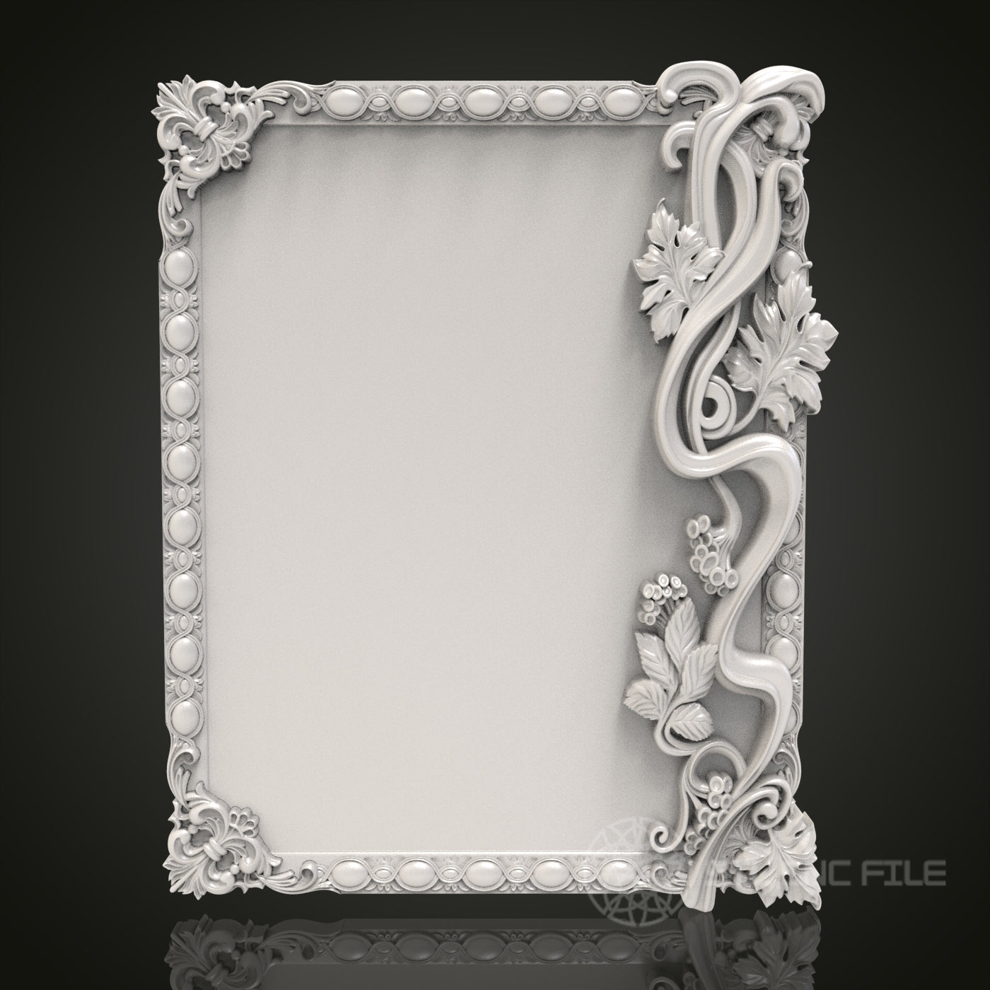 Vine Elegance - Floral Vine 3D CNC Engraved Wood Frame, Artcam Aspire STL Model for CNC Router, Decorative Picture Frame