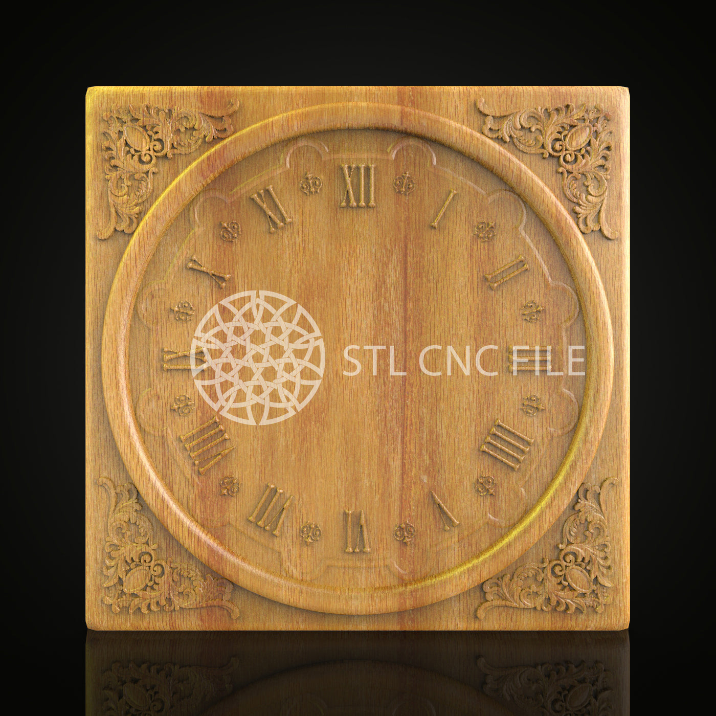 Elegant Wood Clock STL File, CNC Engraving, Artcam and Aspire Compatible, Decorative Wall Art, CNC Digital Woodworking Plans