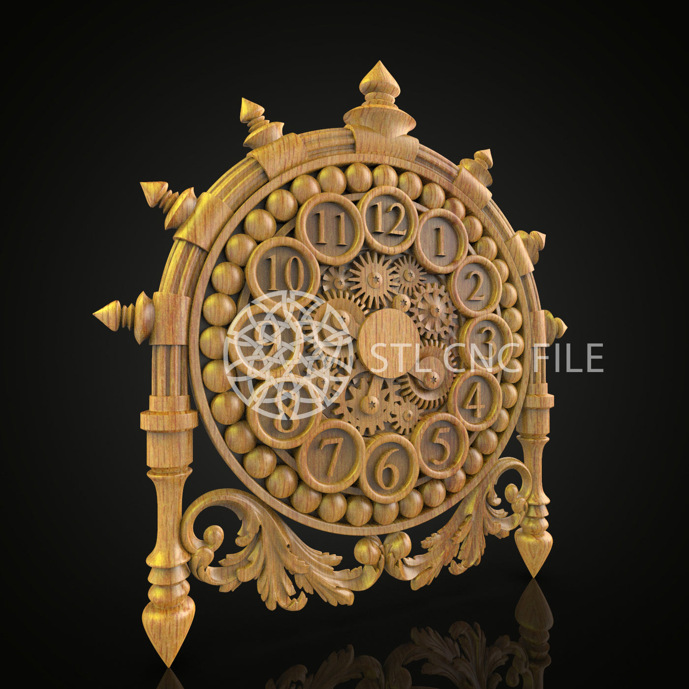 Mechanical Gear Clock, 3D STL Model, CNC Router Engraving File, Artcam Aspire Woodworking, Steampunk Wall Decor, CNC Crafting