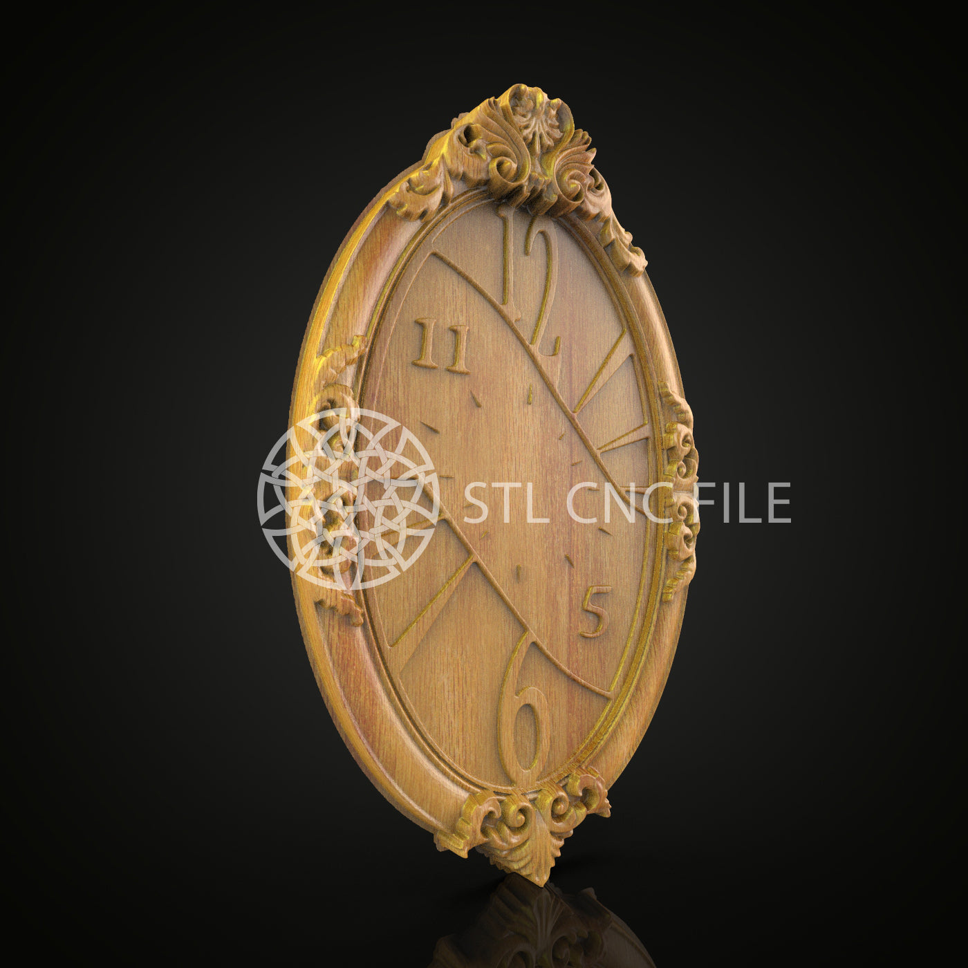 Vintage Oval Clock STL Model, CNC Router Engraving File, Elegant Wall Art, Woodworking CNC Pattern, Classic Decor, Artcam Aspire Files