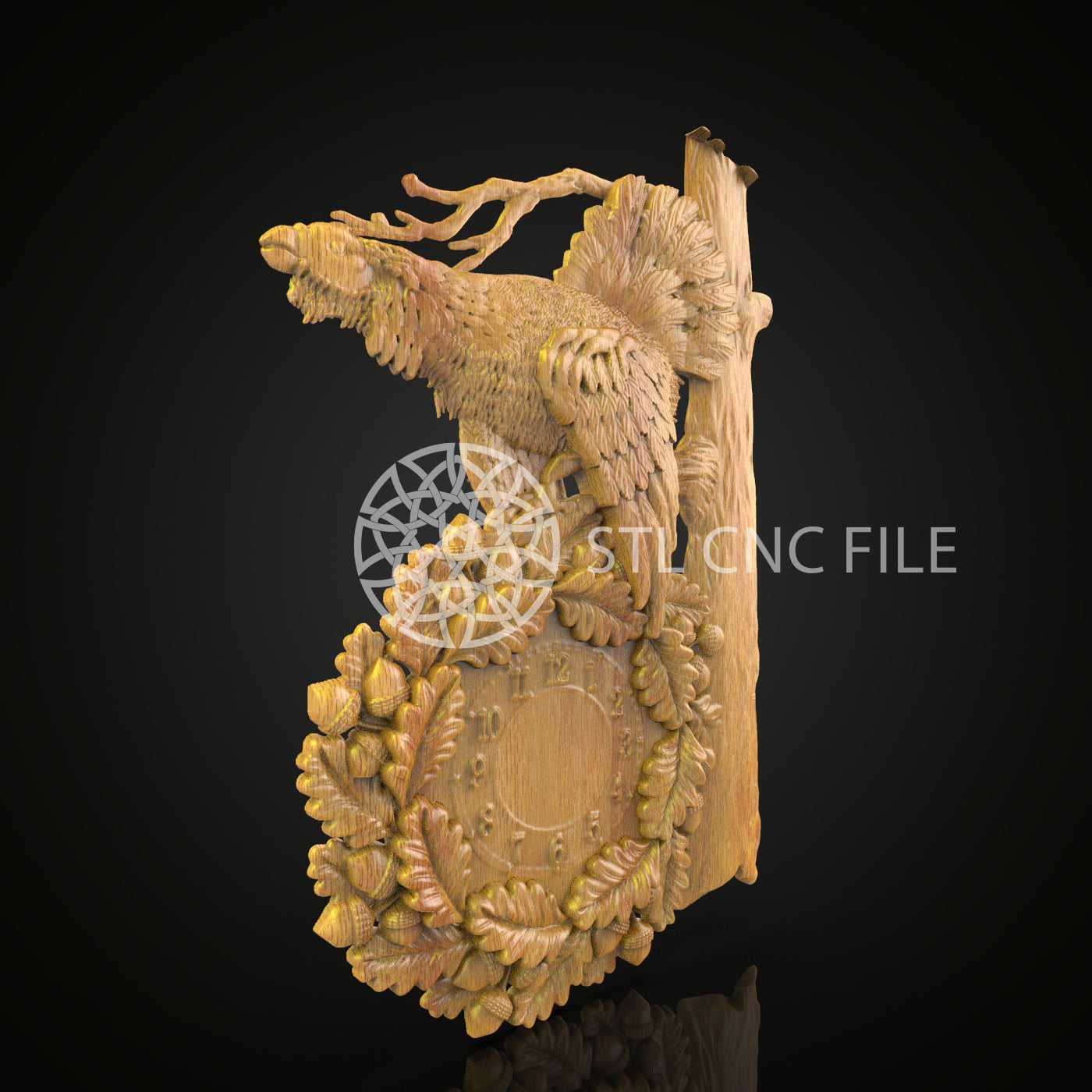 Majestic Eagle Clock STL Model, CNC Router File, Wood Carving Art, Nature-Inspired Wall Decor, CNC Engraving Pattern, Woodworking Design