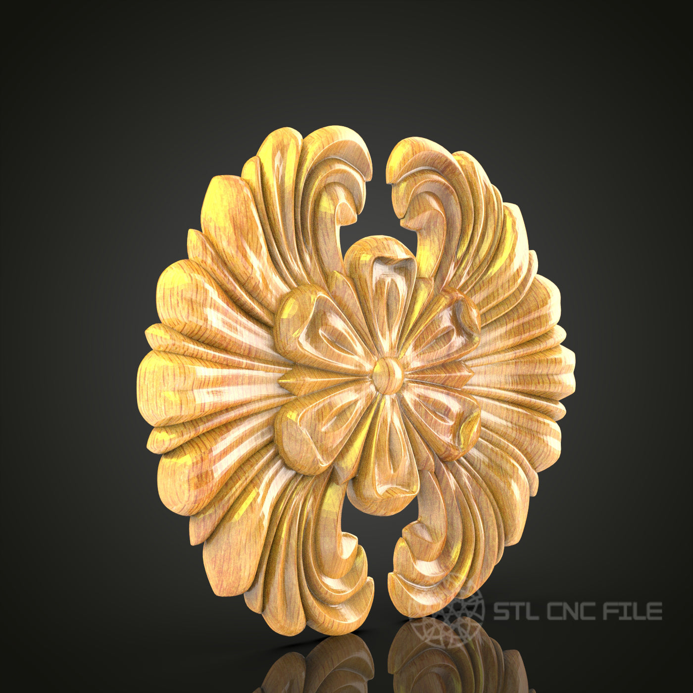 Baroque Floral Relief STL Model for CNC Woodworking – Digital File for Artcam, Aspire, Wall Decor