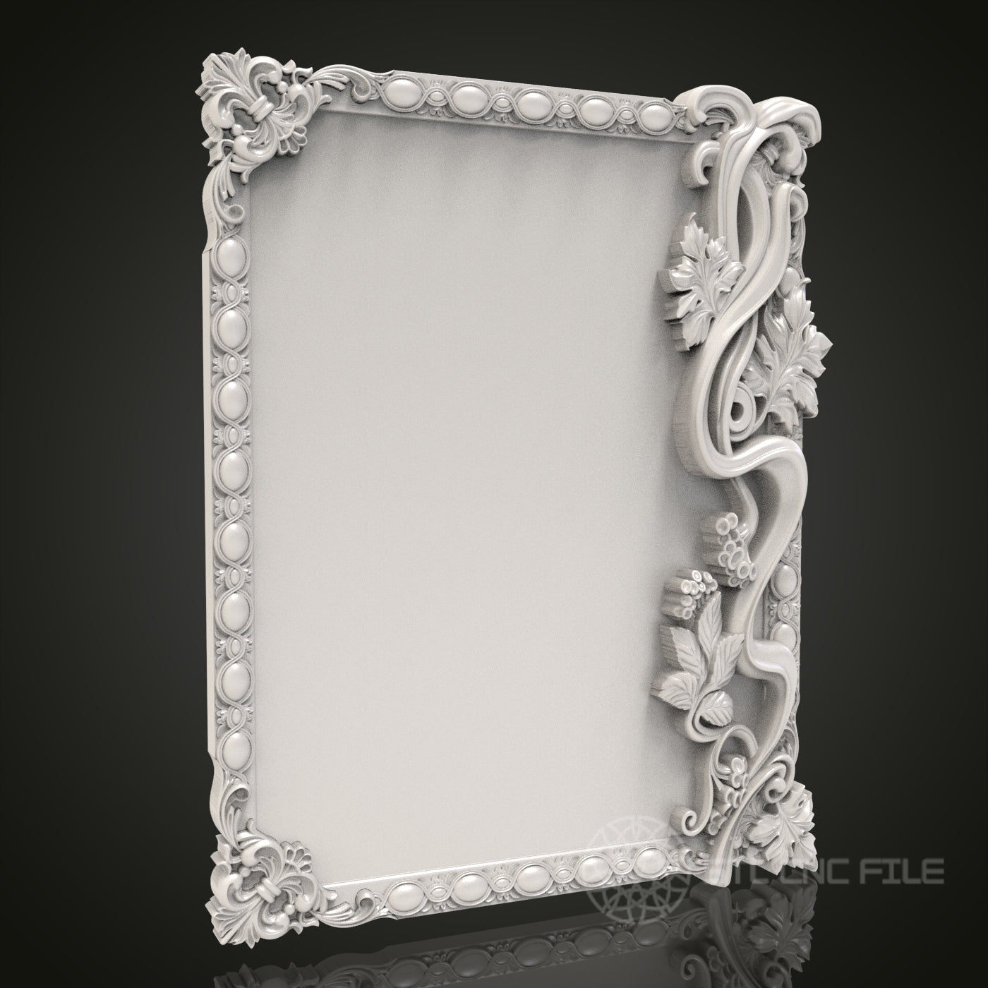 Vine Elegance - Floral Vine 3D CNC Engraved Wood Frame, Artcam Aspire STL Model for CNC Router, Decorative Picture Frame
