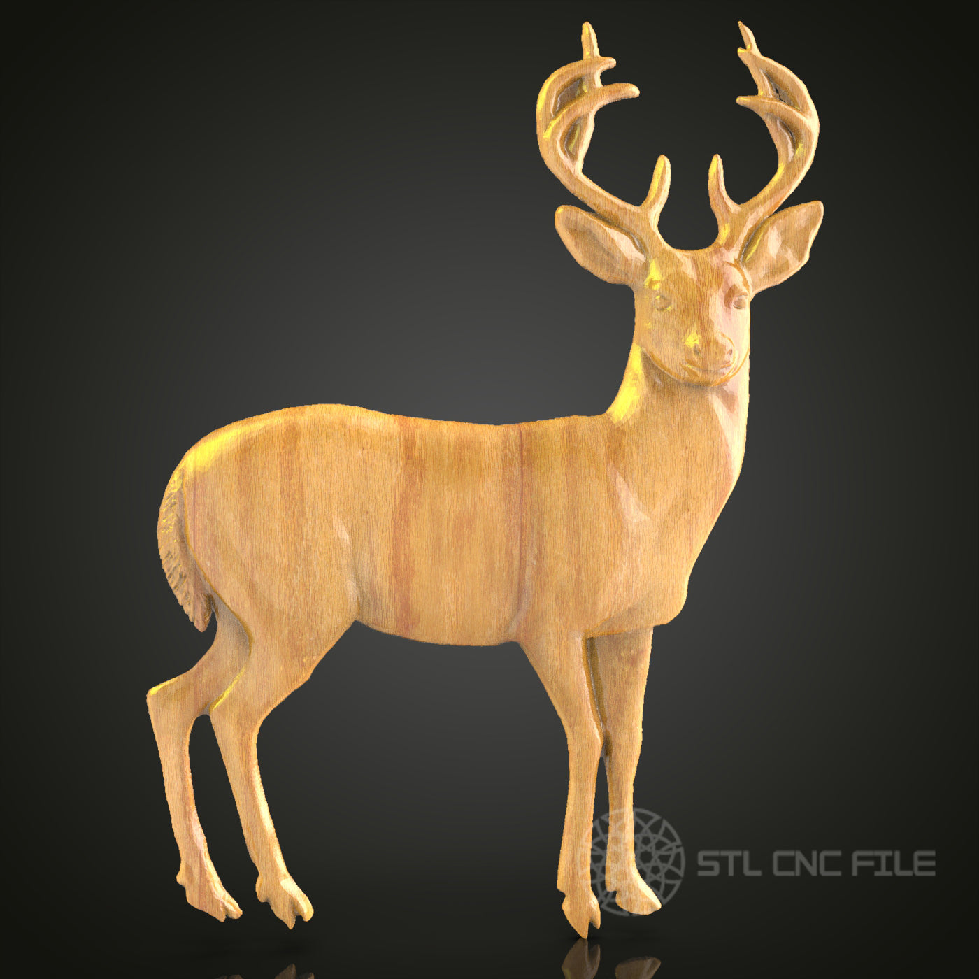 Serene Forest Deer – CNC Router STL Model for Elegant Wood Sculpture