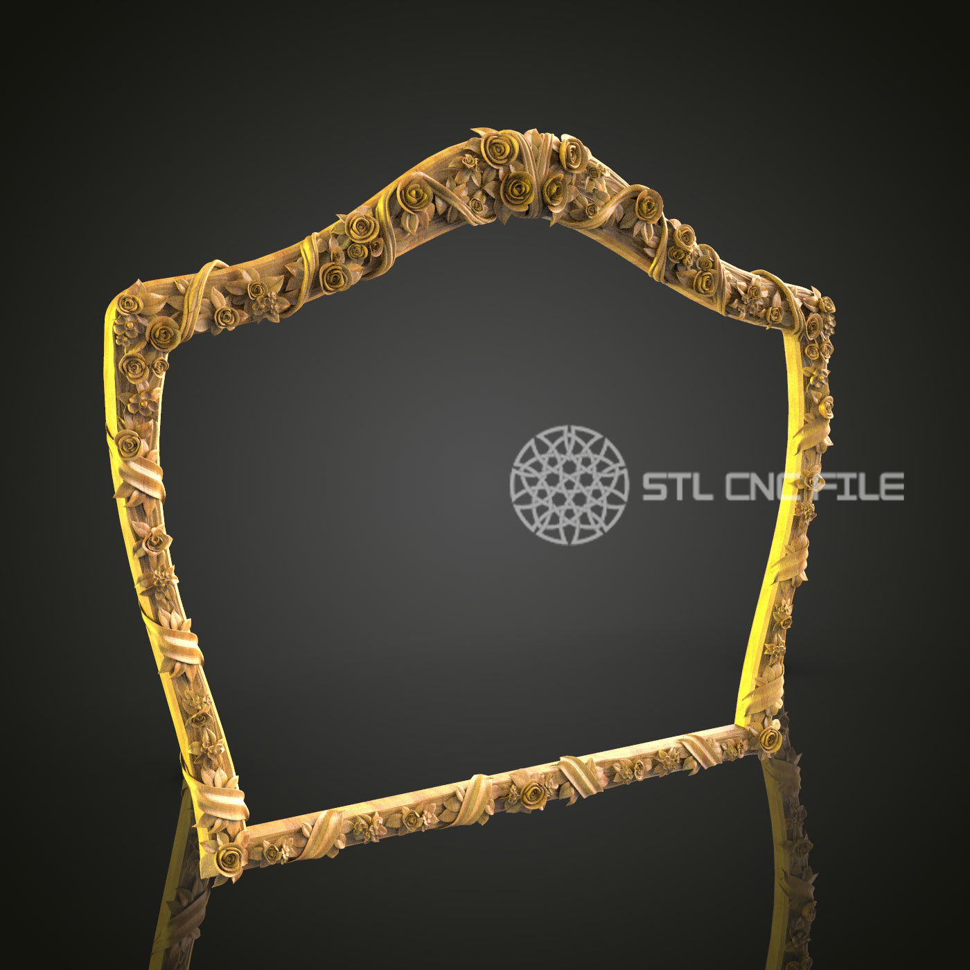 Romantic Rose CNC Engraved Frame - Vintage Style Wood Carving, Decorative Floral Frame