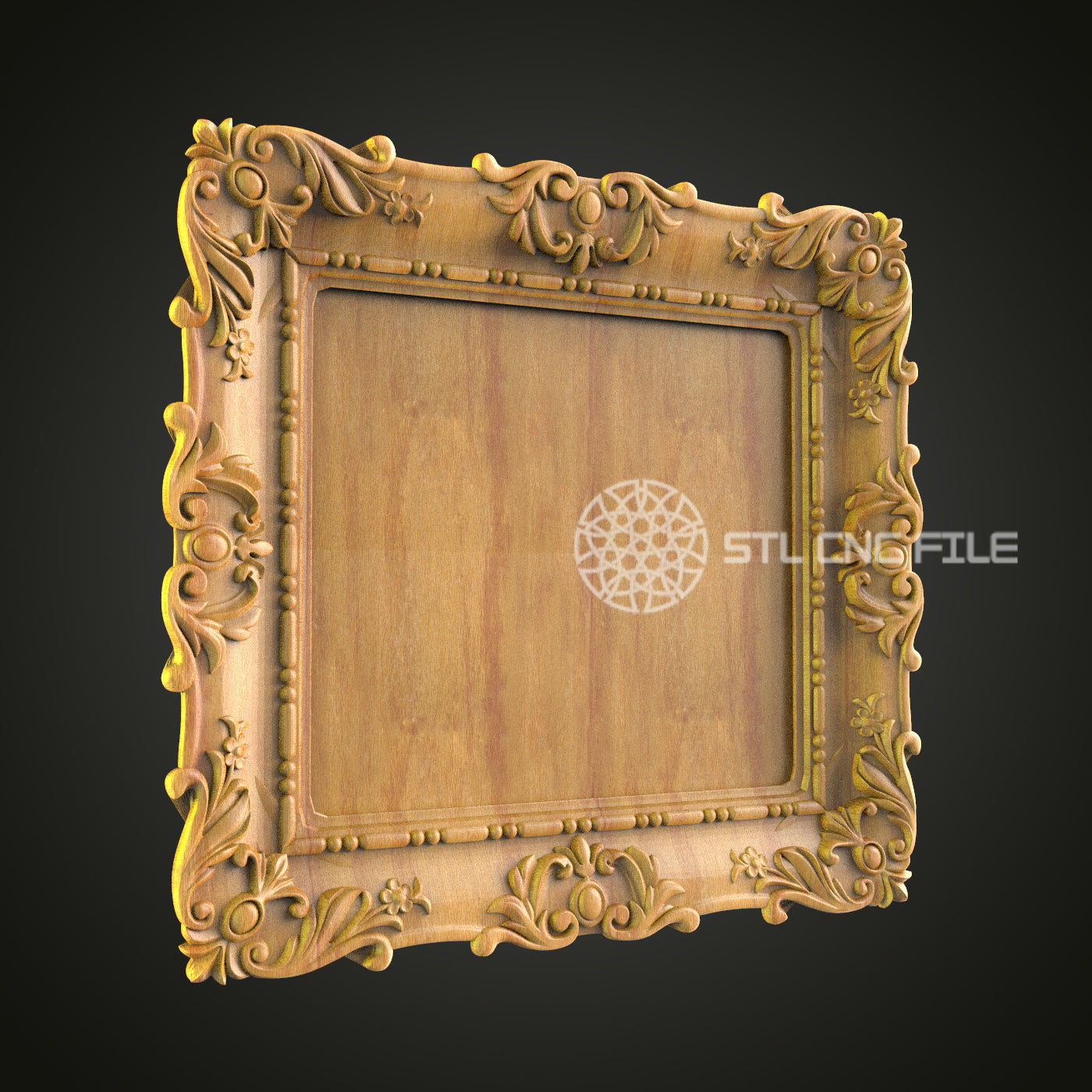 Rococo Style Picture Frame - Ornate CNC Engraved Wood, Decorative STL Artwork