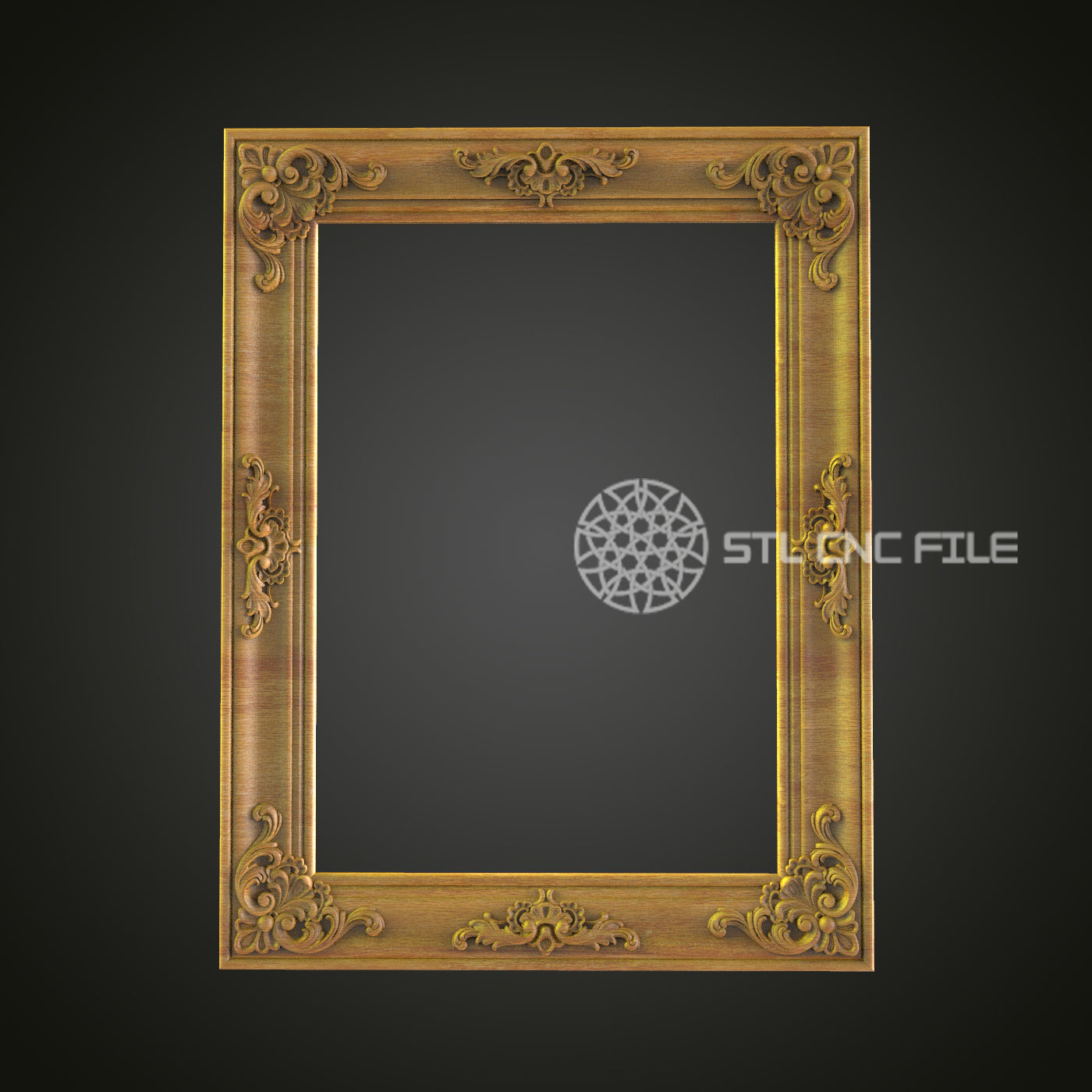 Elegant Wood Frame CNC Model for Artcam and Aspire, Classic Decor STL File for CNC Engraving