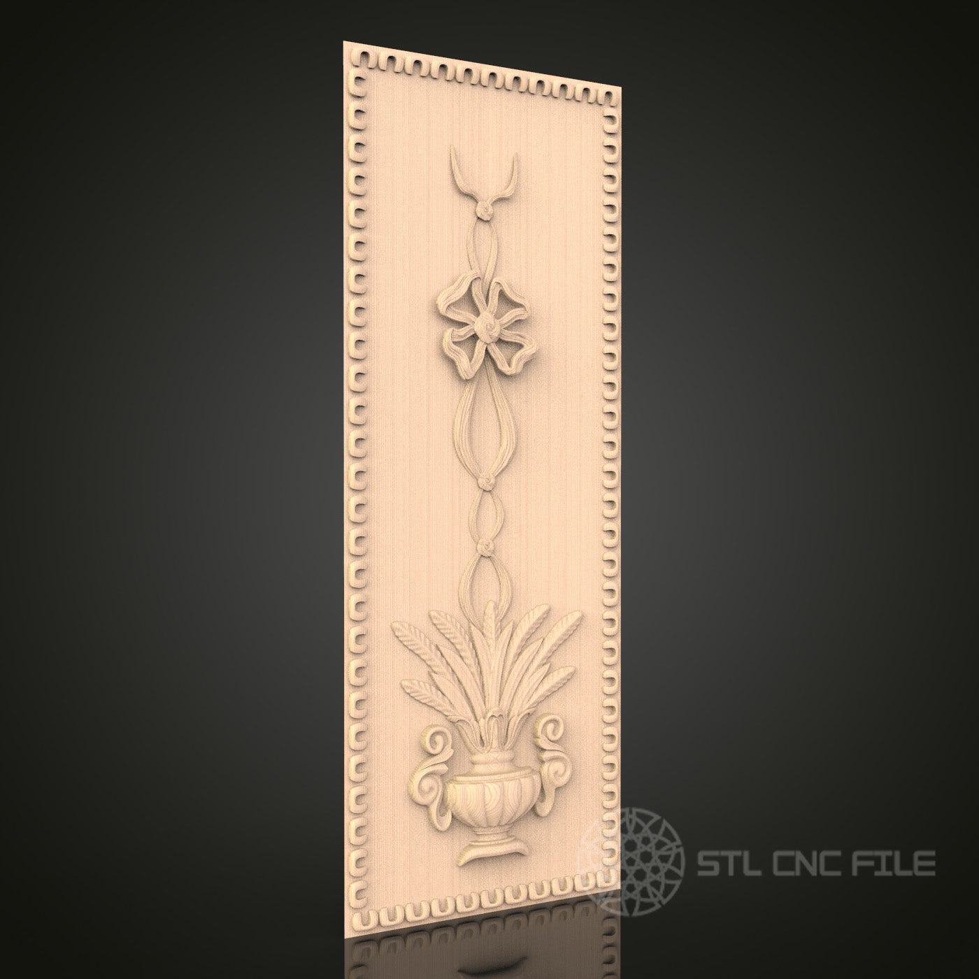 Classical Frieze 3D Model STL File, Floral and Fauna Column Design for CNC Router – Compatible with Artcam, Aspire