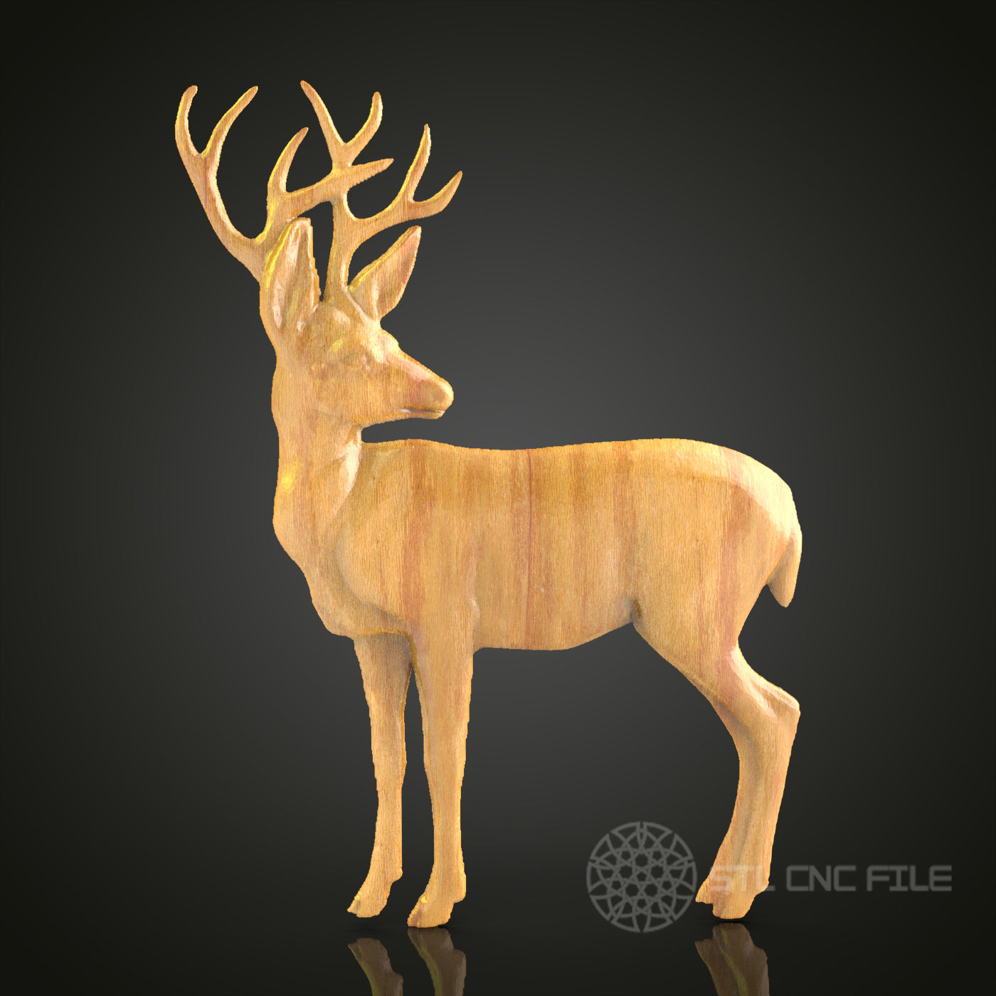 Classic Deer Wood Carving STL File for CNC Machines