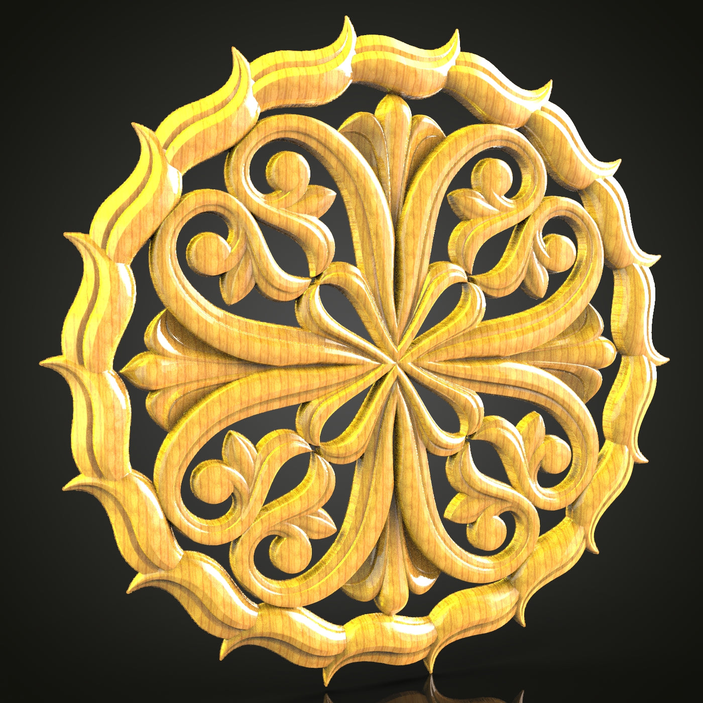 Floral Symphony CNC Wood Panel, STL Model, Elegant Decorative Wall Art
