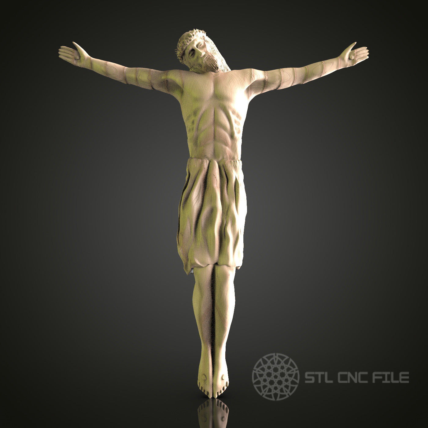 Crucifixion Scene Jesus Christ 3D Model STL File, Religious Sculpture for CNC Router – Compatible with Artcam, Aspire