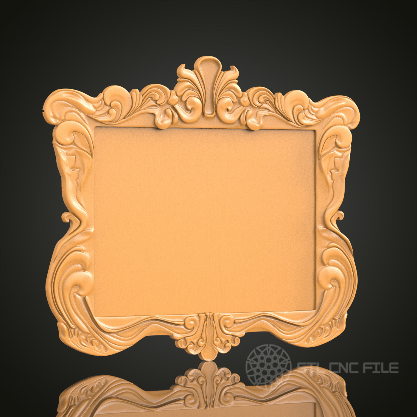 Ornate Rococo Style Frame Design STL Model for CNC Router Engraver - Artcam, Aspire, CNC Files, 3D Printer Compatible, Wall Decor