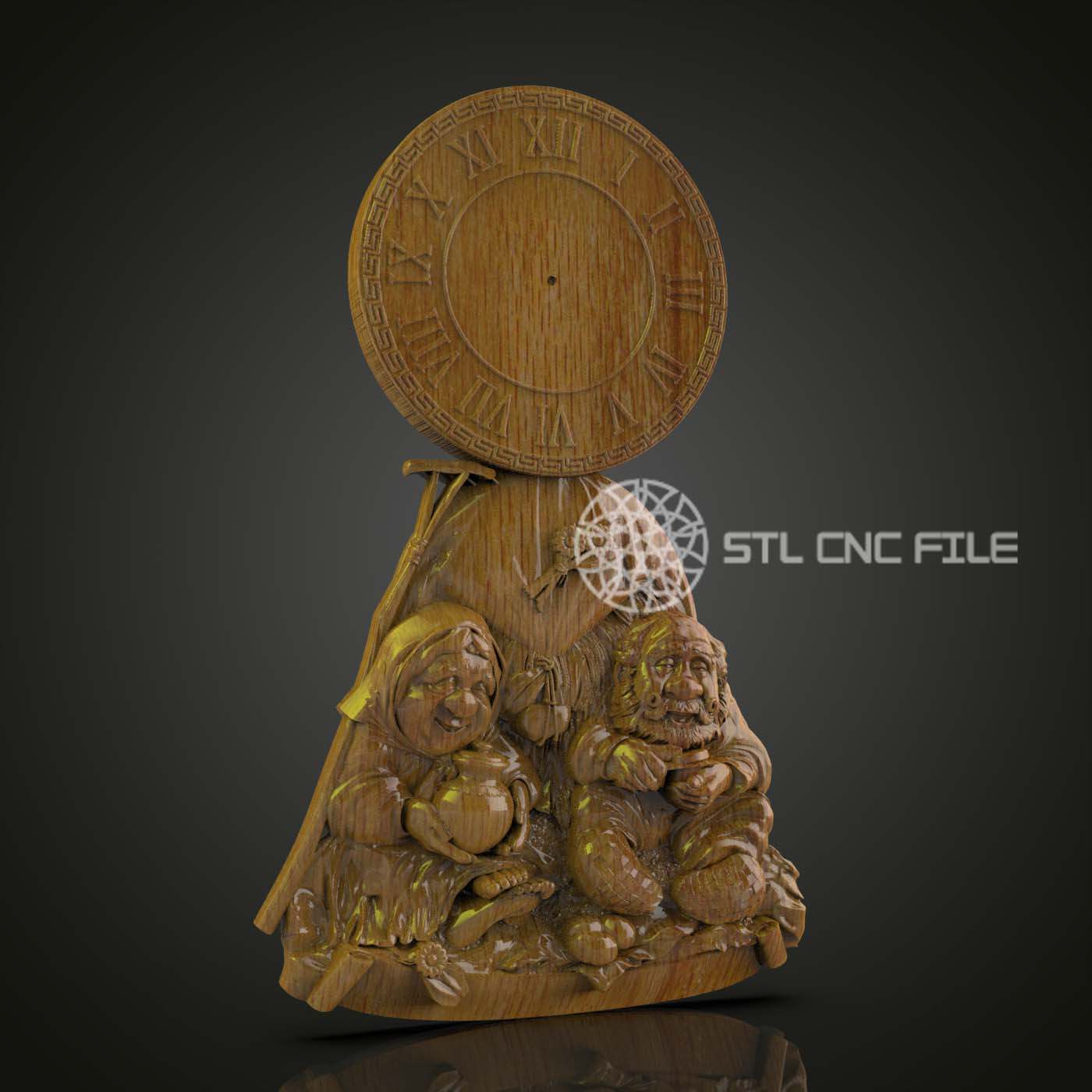 Whimsical Fairy Tale Clock, STL Model, CNC Router Engraving File for Wood Art, Charming Wall Decor, Artcam & Aspire Compatible