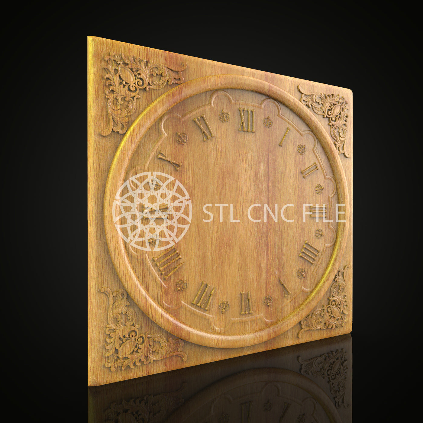 Elegant Wood Clock STL File, CNC Engraving, Artcam and Aspire Compatible, Decorative Wall Art, CNC Digital Woodworking Plans