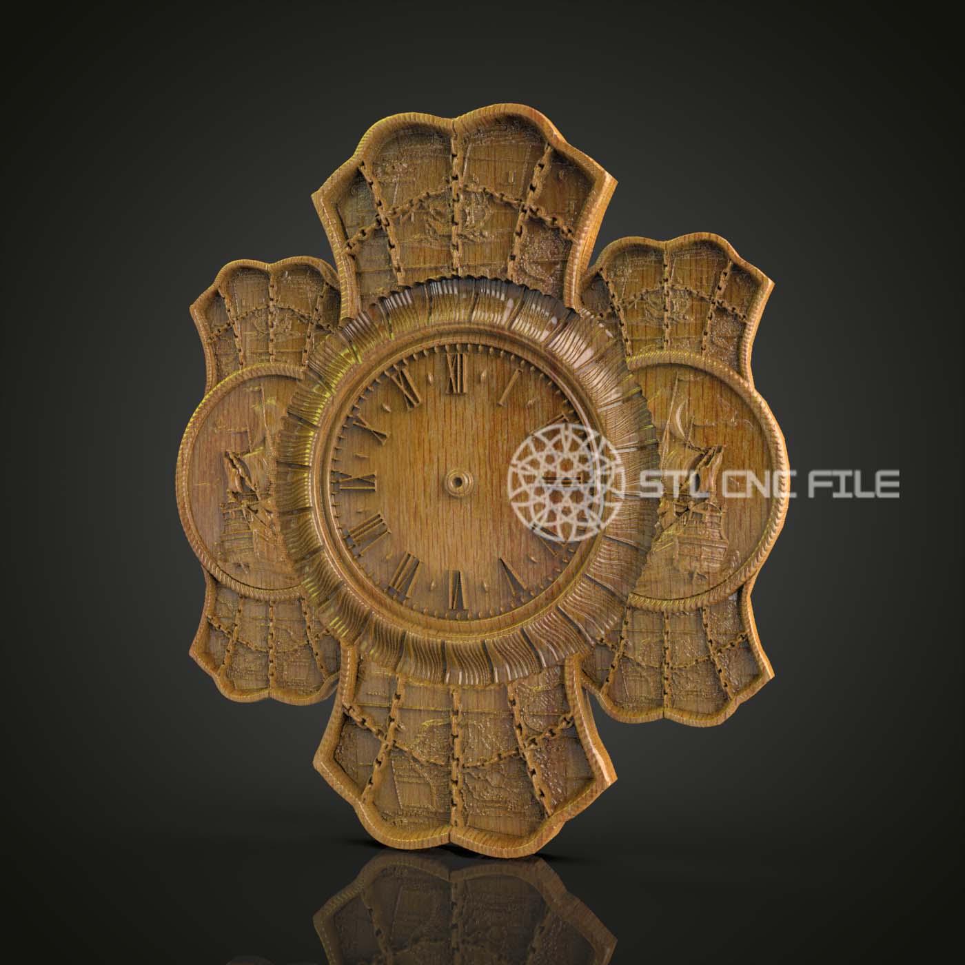 Decorative Wall Clock STL Model for CNC Router, Artcam Aspire Woodworking Files, Elegant Timepiece Wall Art, CNC Craft