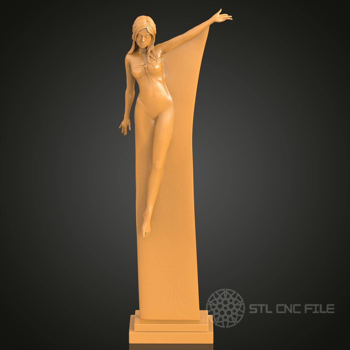 Graceful Female Figure 3D STL Model, CNC Router Engraver Artcam Aspire, Wood Art Wall Decor, 3D Printer Ready, PDF with STL Link