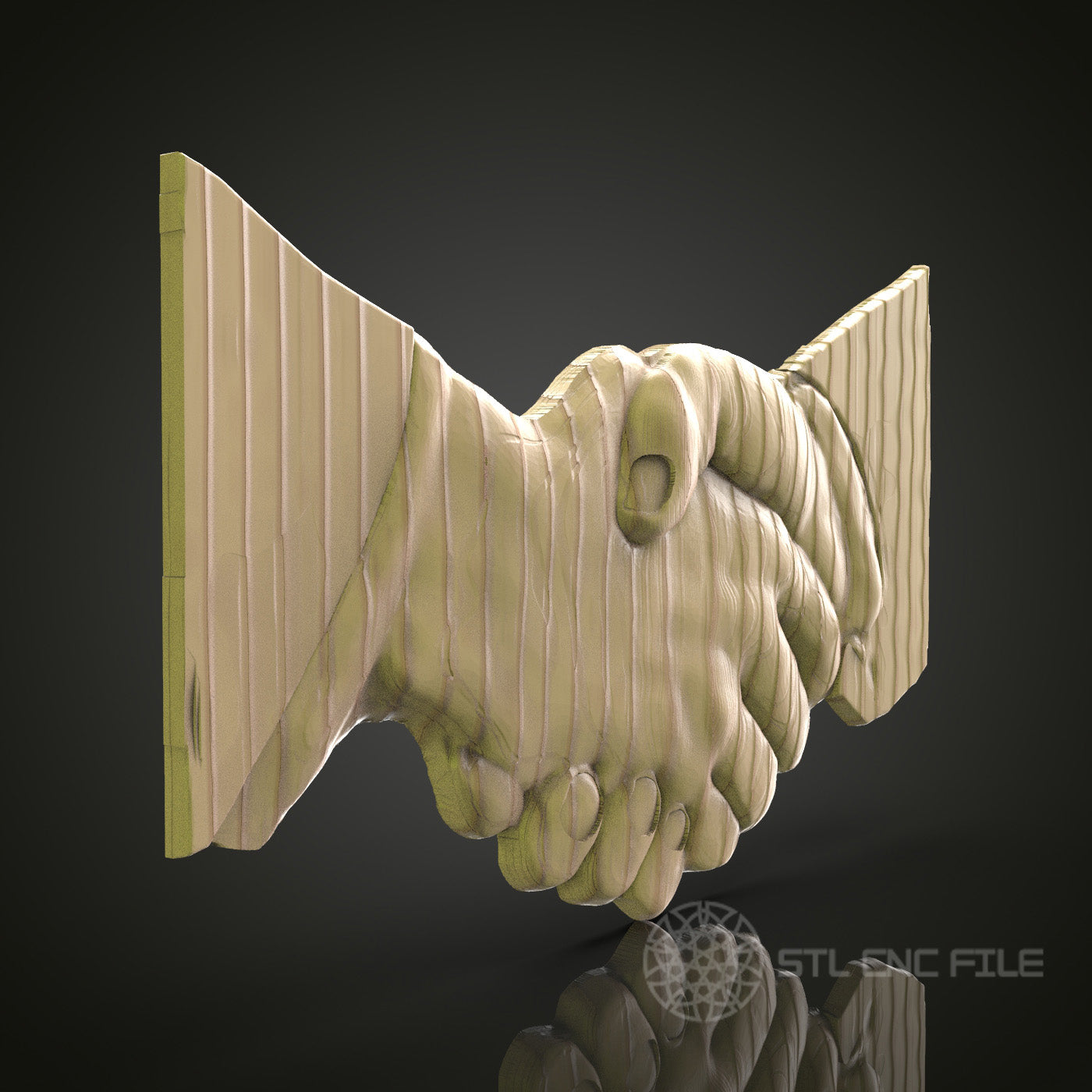 Handshake Agreement 3D Model STL File, Symbolic Sculpture for CNC Router – Compatible with Artcam, Aspire
