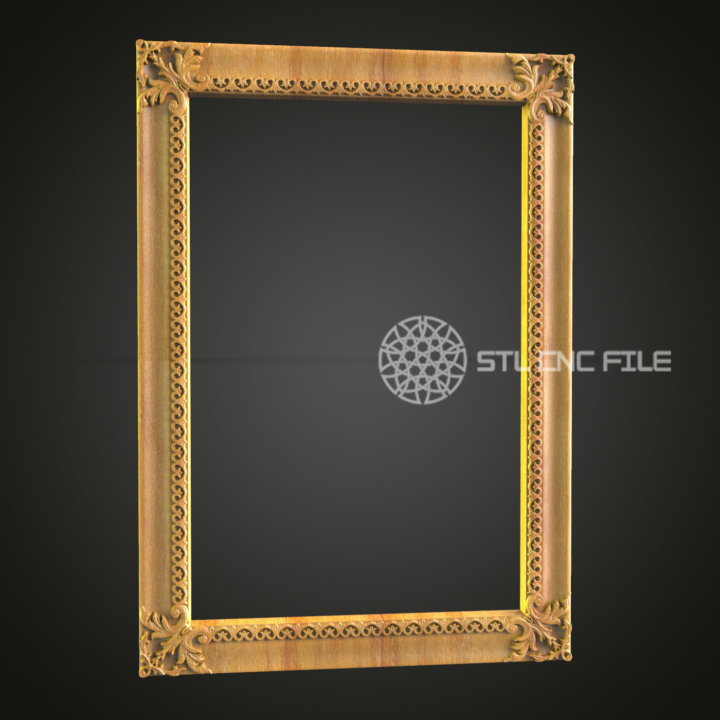 Vertical Ornate Mirror Frame STL File, CNC Router, Classic Elegance Decor