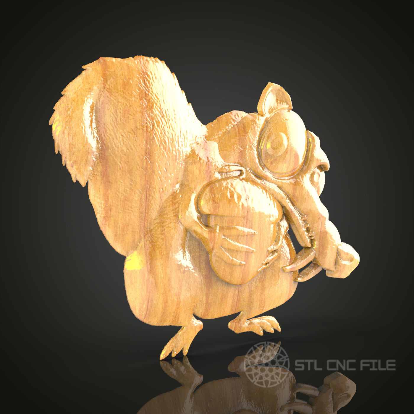 Cartoon Squirrel 3D STL Model - CNC Router Wood Art, Wall Decor, Digital File for Artcam, Aspire