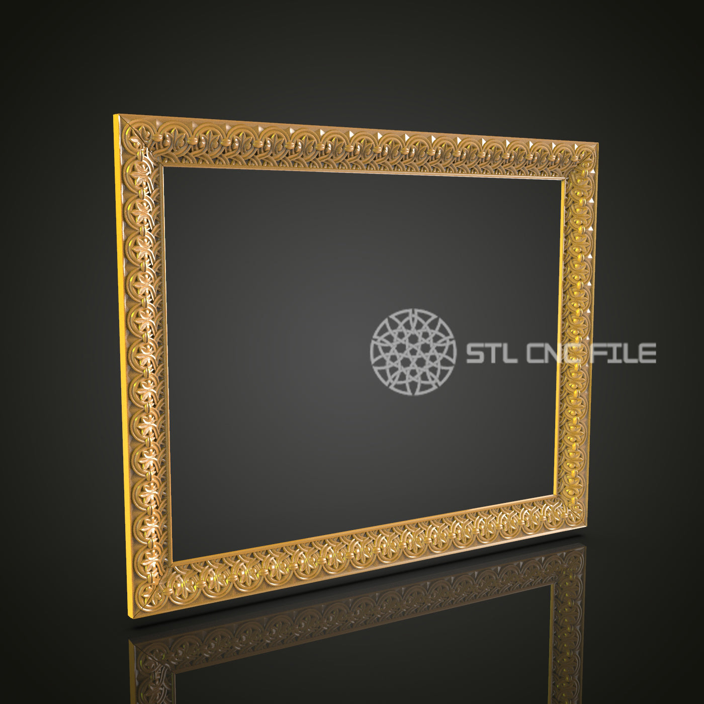 Simple Elegant Floral Border Frame 3D Model for CNC - Artcam, Aspire, STL Files