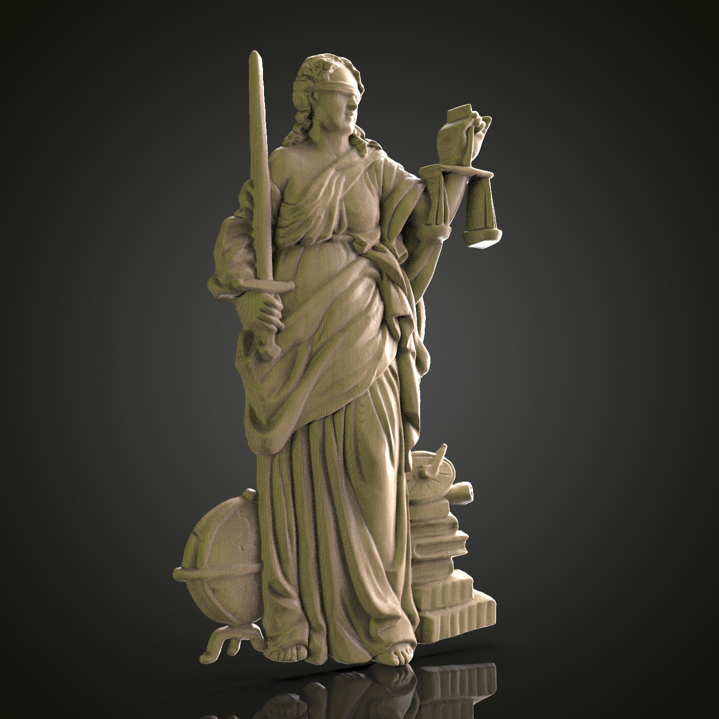 Statue of Justice 3D STL for CNC Carving and 3D Printing, Artcam, Aspire, Wall Decor, CNC Files, Wood Art
