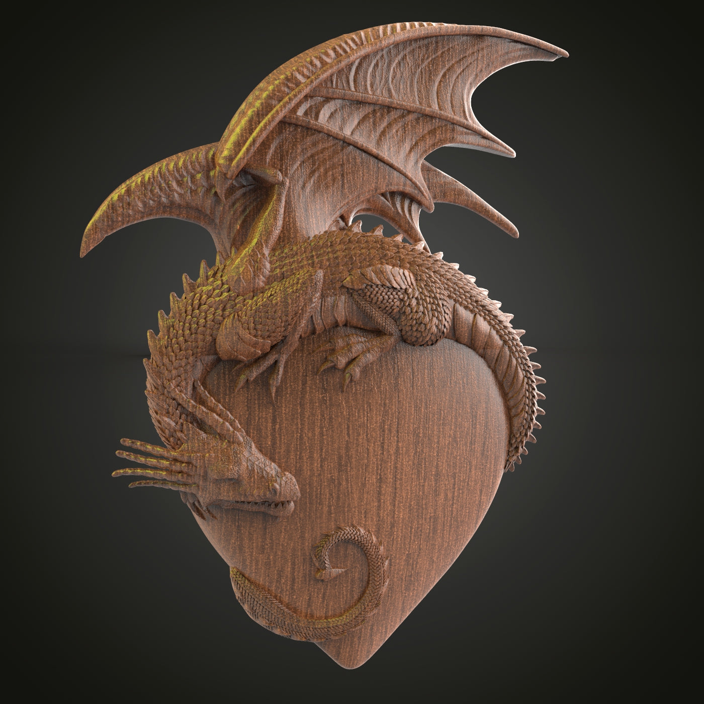 Majestic Dragon Heart 3D Relief Model