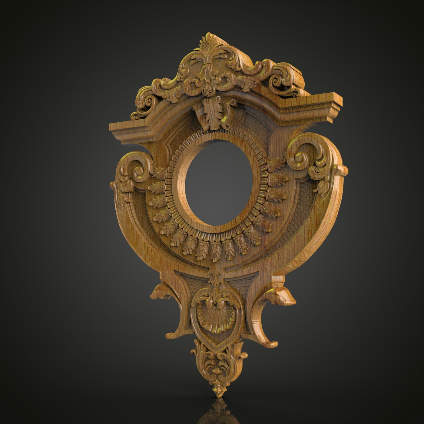 Ornate Baroque Clock Frame STL Model - CNC Engraving Files for Luxury Watch, Artcam Aspire Compatible