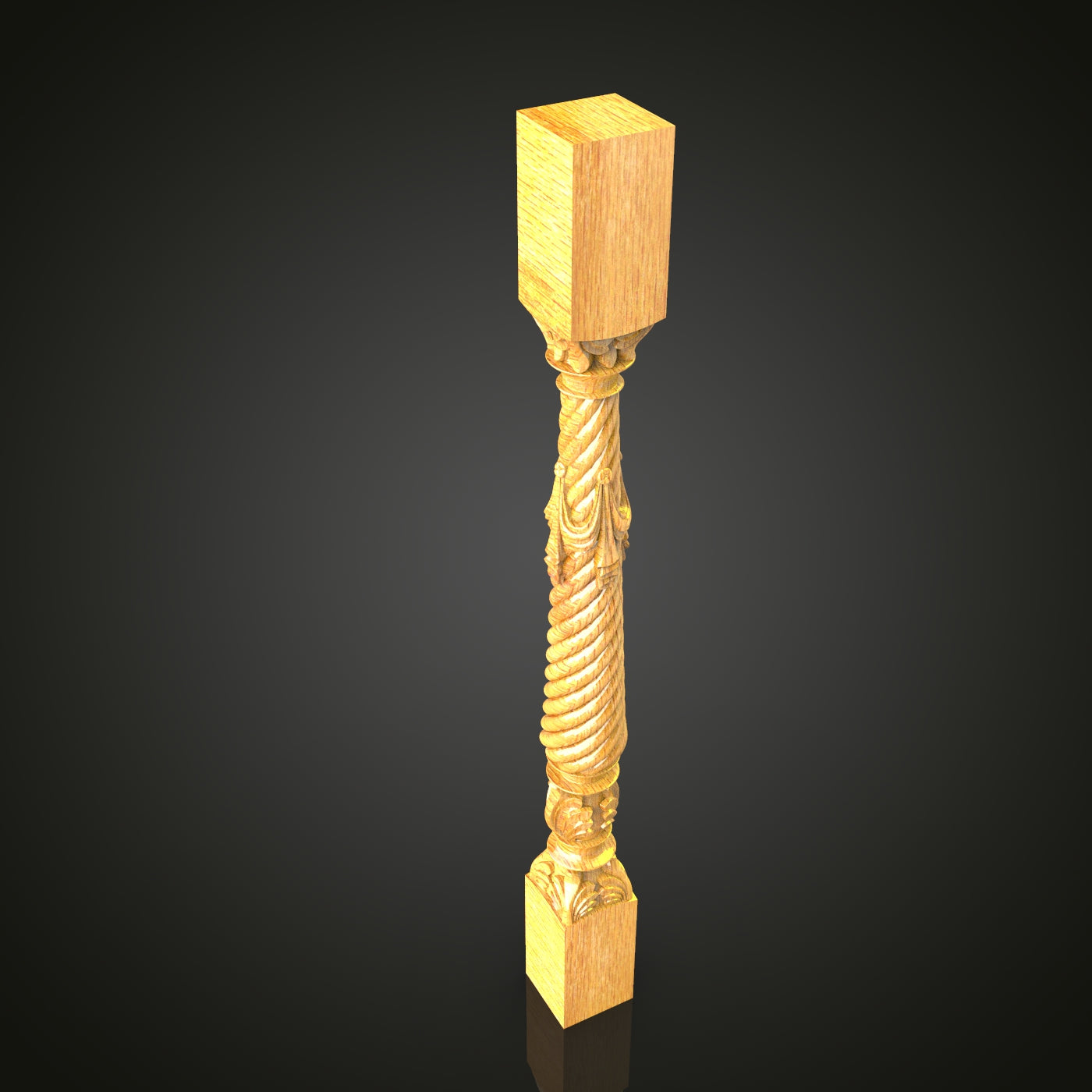 Twisted Rope Column STL Model for CNC Router - Ideal for Artcam, Aspire, Luxurious Architectural Detail