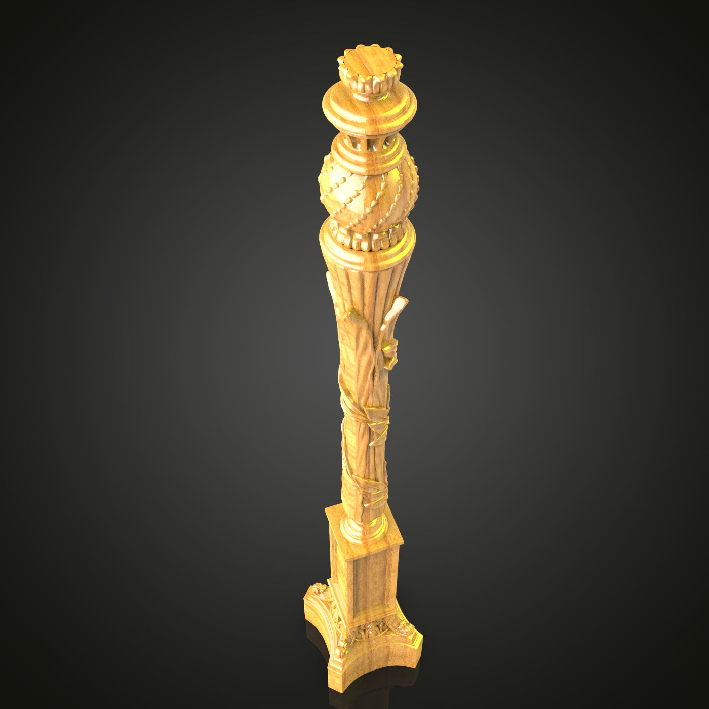 Regal Column STL Model for CNC Router - Detailed Architectural Element for Artcam, Aspire, Interior Design