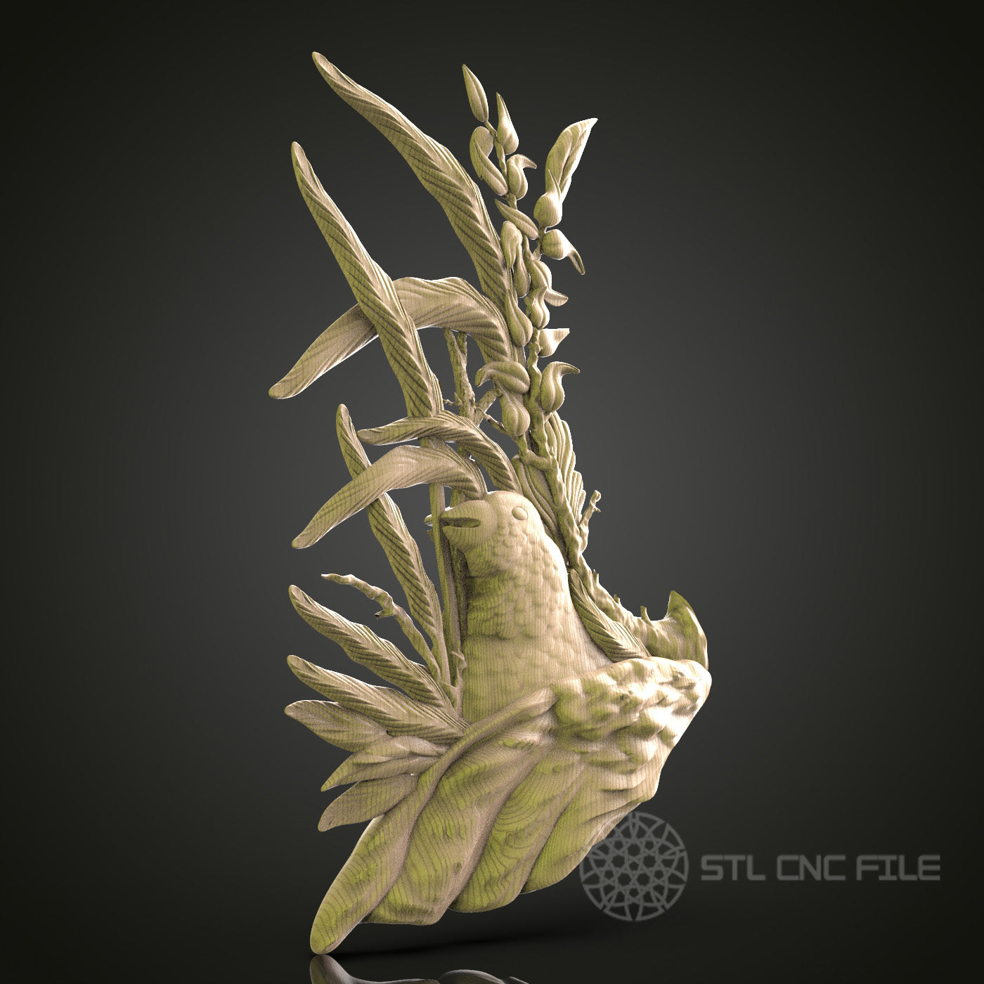 3D Printed Parrot in Floral Paradise - STL Model, CNC Router File, Artcam, Aspire, Wall Decor, Wood Art, CNC Files, 3D Printer Compatible