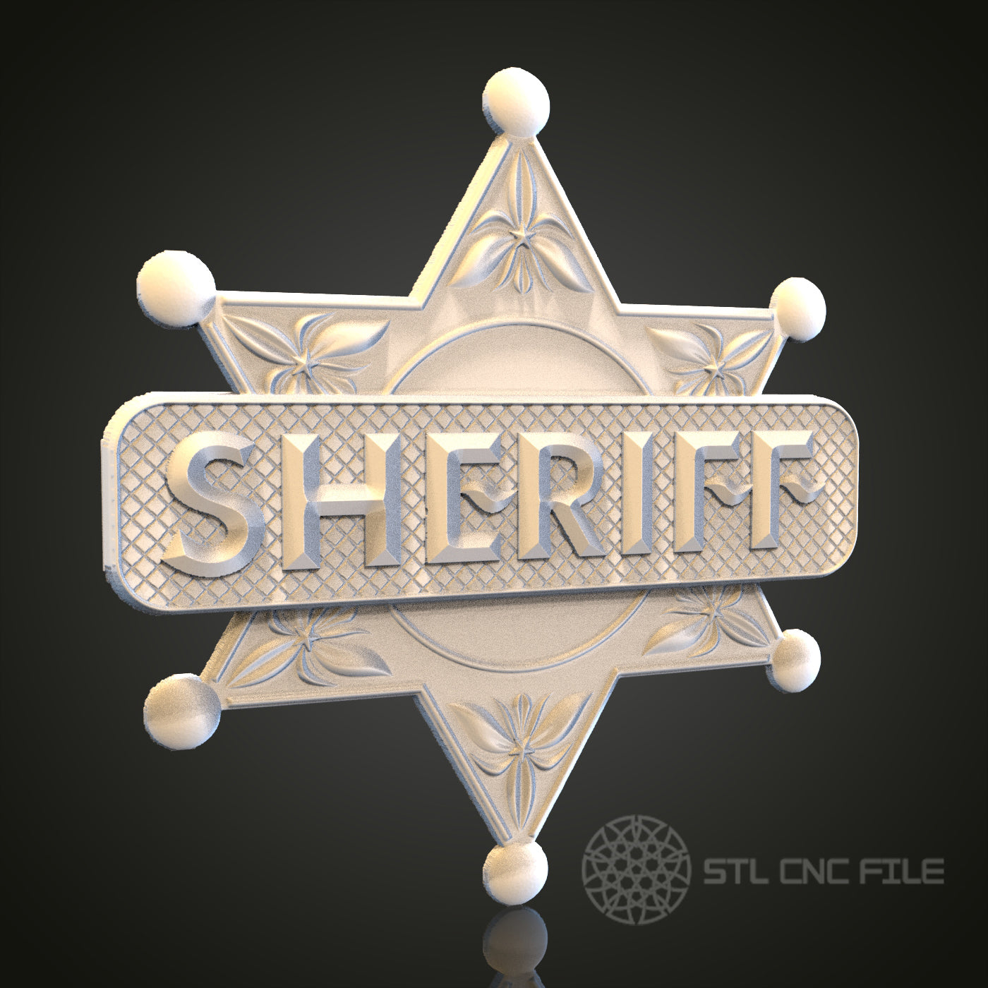 Sheriff Badge 3D STL File, CNC and 3D Printer Model, Western Decor, Artcam Aspire, Law Enforcement Wall Art