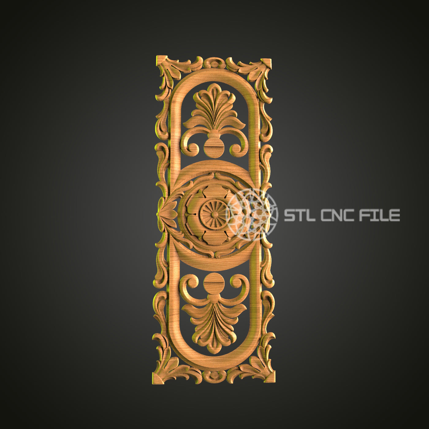 Baroque Style Architectural Panel STL File for CNC Router - Detailed Wood Carving for Luxurious Home Decor