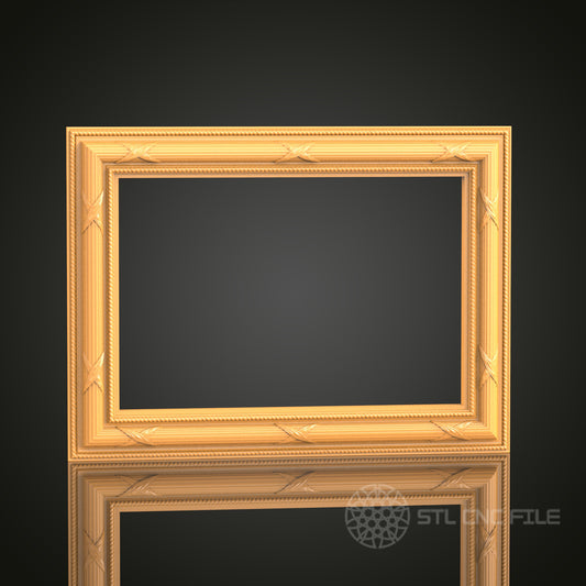 Elegant Rectangular 3D Frame STL Model for CNC Router, Artcam Aspire CNC Files, Wood Art Decor