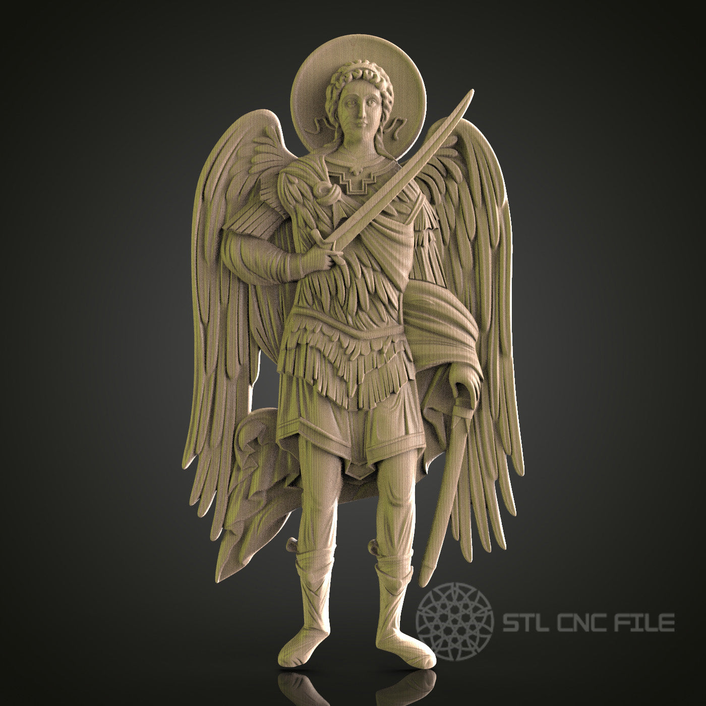 Archangel Michael Sculpture Wall Decor - STL Model for CNC Router, 3D Printer - Artcam, Aspire Compatible