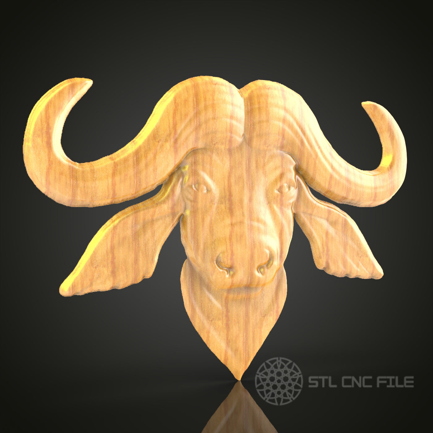 Majestic Buffalo Head 3D STL Model for CNC Router - Rustic Wood Wall Art, CNC Files for Artcam, Aspire