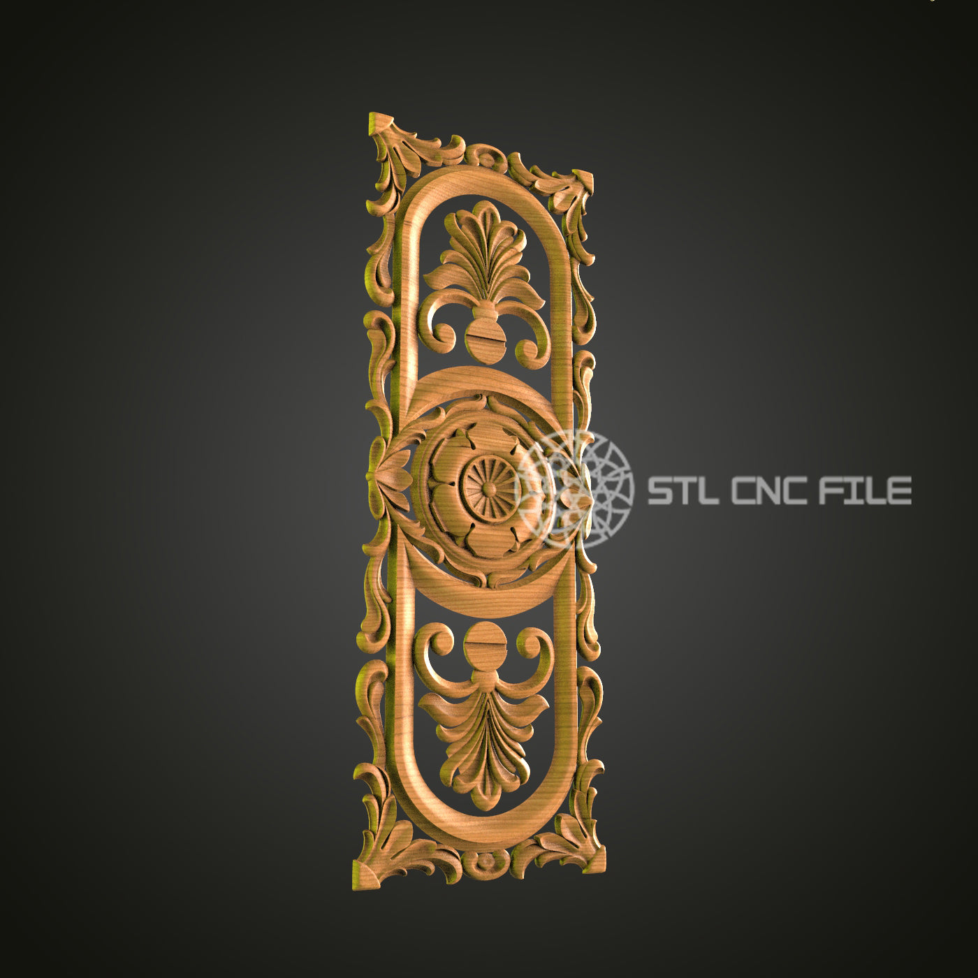 Baroque Style Architectural Panel STL File for CNC Router - Detailed Wood Carving for Luxurious Home Decor