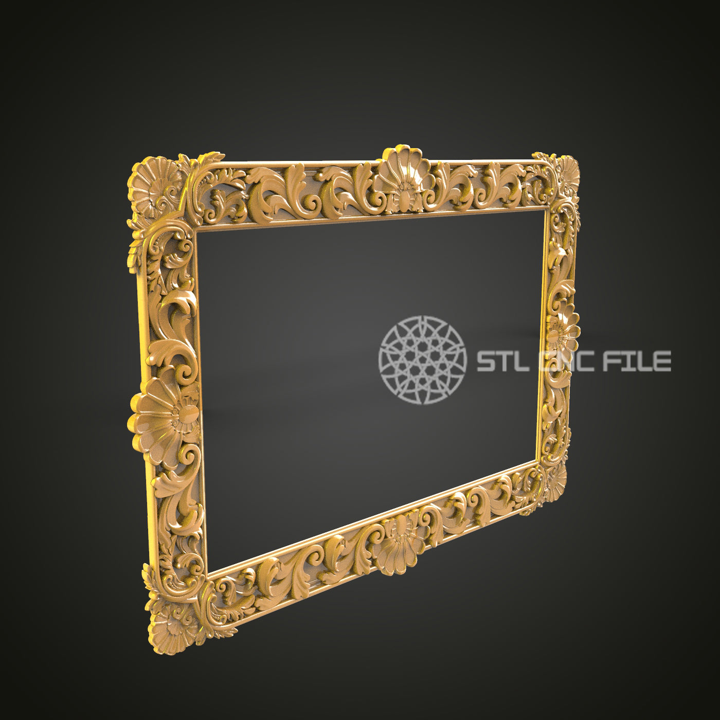 Ornate CNC Router Frame STL Model for Artcam and Aspire, Wood Wall Decor Engraving Files