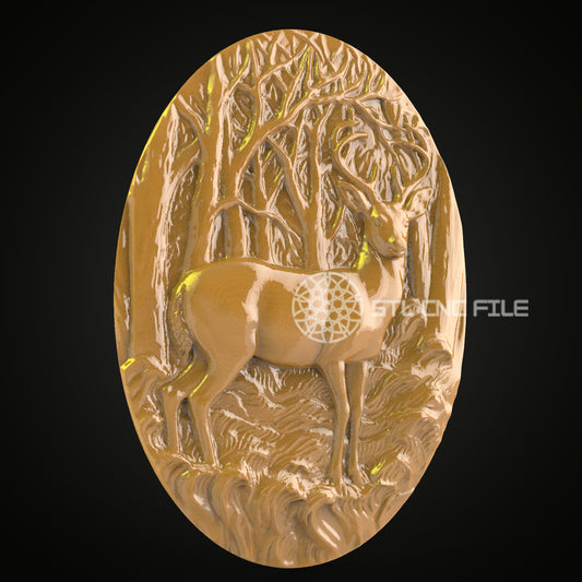 Forest Deer STL Model - CNC Router Files, Wood Artcam Aspire Wall Decor, Engraver Art for CNC