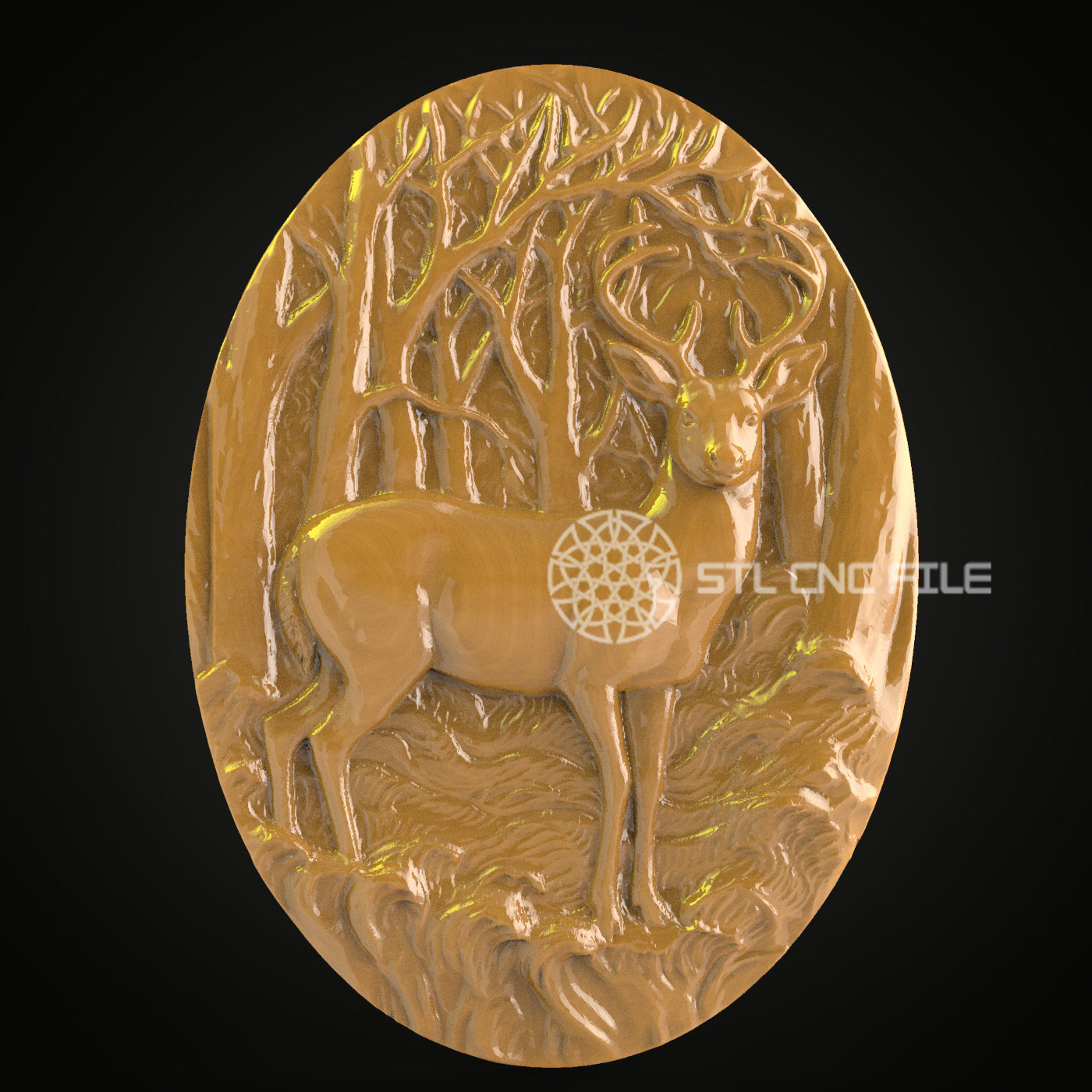 Forest Deer STL Model - CNC Router Files, Wood Artcam Aspire Wall Decor, Engraver Art for CNC