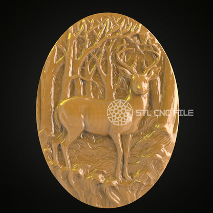 Forest Deer STL Model - CNC Router Files, Wood Artcam Aspire Wall Decor, Engraver Art for CNC