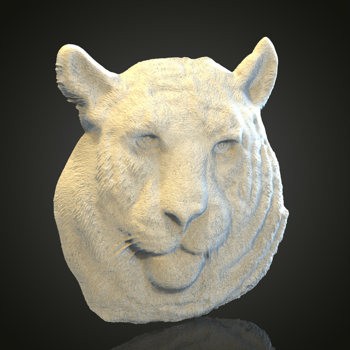 Tiger Head 3D STL Model, CNC and 3D Printer Ready, Exotic Wildlife Art PDF with STL Link