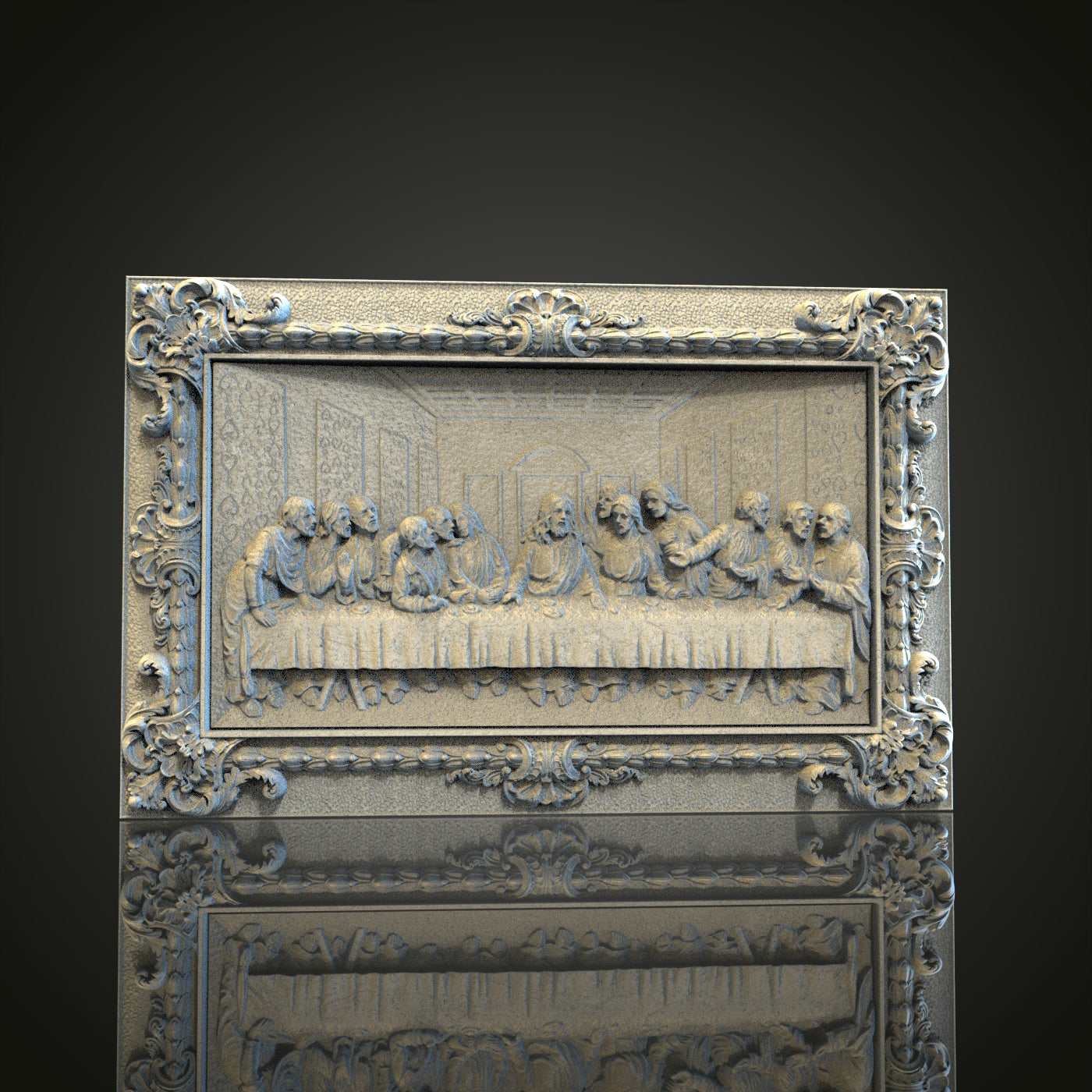 Leonardo's Last Supper Bas-Relief STL, CNC Router File, Artcam Aspire, Decorative Wall Art, 3D Printing