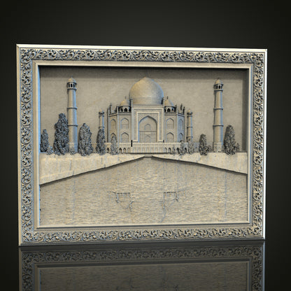 Taj Mahal 3D STL File for CNC and 3D Printing, Detailed Architectural Model, Artcam Aspire, Historic Monument Engraving