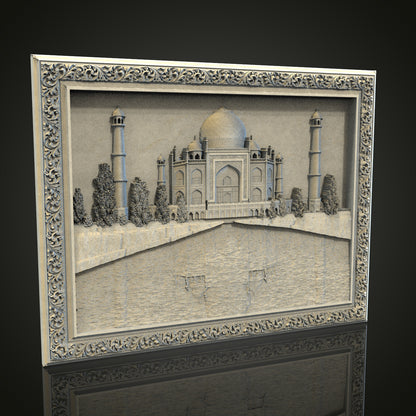 Taj Mahal 3D STL File for CNC and 3D Printing, Detailed Architectural Model, Artcam Aspire, Historic Monument Engraving