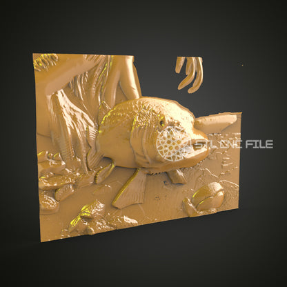River Bass 3D STL Model for CNC Engraving, Artcam & Aspire Compatible, Ideal for Angling Wood Wall Art and Decor