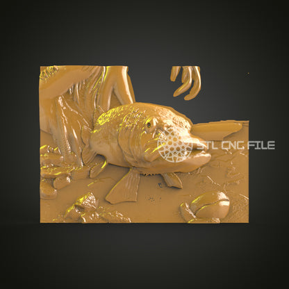 River Bass 3D STL Model for CNC Engraving, Artcam & Aspire Compatible, Ideal for Angling Wood Wall Art and Decor