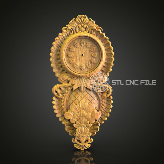 Elegant Oval Clock STL, Baroque CNC Model, Luxurious Wall Decor